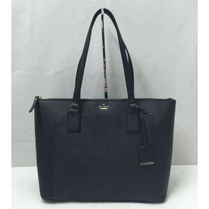 Kate Spade New York Black Leather Double Handles Zipper Closure Tote Bag